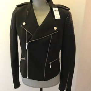 BCBGMAXAZRIA  Faux Leather motorcycle jacket Sz S